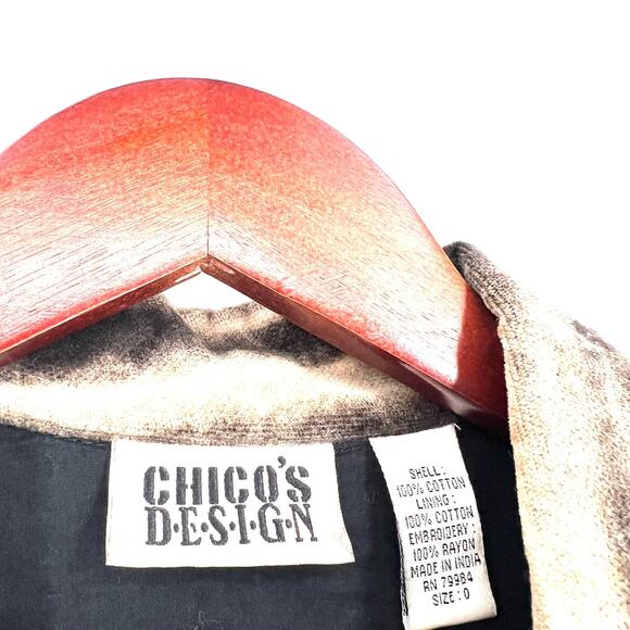 Chicos Design Sz Small US 4/6 0 Fall Autumn Leaves Wearable Art Jacket Coat Top - Picture 2 of 8